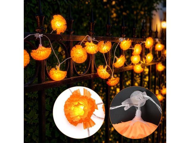 Yescom 2 Pcs 10ft 20LED Marigold String Lights with 100 Magnetic U-Clips for Metal Fence Door Frame Refrigerator Halloween Diwali Fall Decor