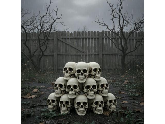 Yescom 12 Pcs Human Skulls Life Size Skeleton Head Halloween Decorations with Moving Jaw