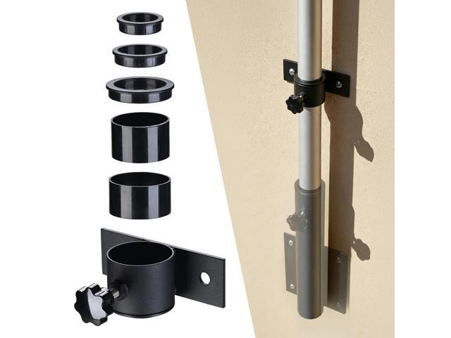 Yescom Vertical Wall Mount Flagpole Brackets Deck Side Flag Pole Holder Reinforced Metal Mount Fits for Pole Outer Diameter 1 5/16' to 2 5/16', Black