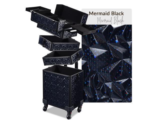 Byootique 4in1 Rolling Makeup Train Case Cosmetic Organizer Wheel Mermaid Black