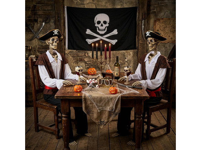 Yescom 2Pack 5.6 Ft Halloween Pirate Captain Skeleton Life Size Bone Detailed Costume Outdoor Decor 2026