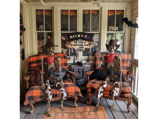 Yescom 2Pcs Halloween Pirate Life Size Skeleton Cowboy Party Haunted House Decorations 2026