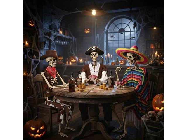 Yescom 3 Pack Life Size Skeleton Posable for Day of the Dead Halloween Decor