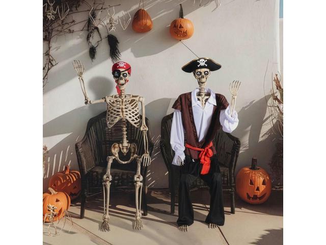 Yescom 1 Pcs Pirate Captain Skeleton & 1 Pcs Pirate Skeleton 5.6 Ft Life Size Full Body Party Decoration 2026