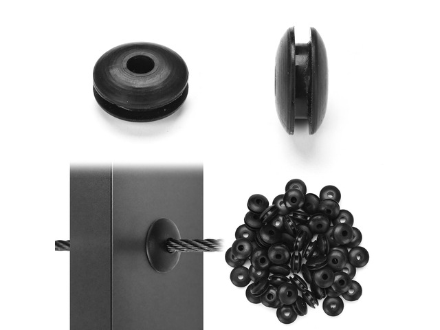 Yescom 60Pcs 1/8' Cable Railing Protector Sleeves Weatherproof Rubber Grommets Universal fittings for Indoor Outdoor Metal Deck Posts