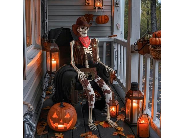 Photos - Other Jewellery YescomUSA Yescom Halloween Pirate Life Size Skeleton Cowboy Party Decoration Haunted House Props 2026