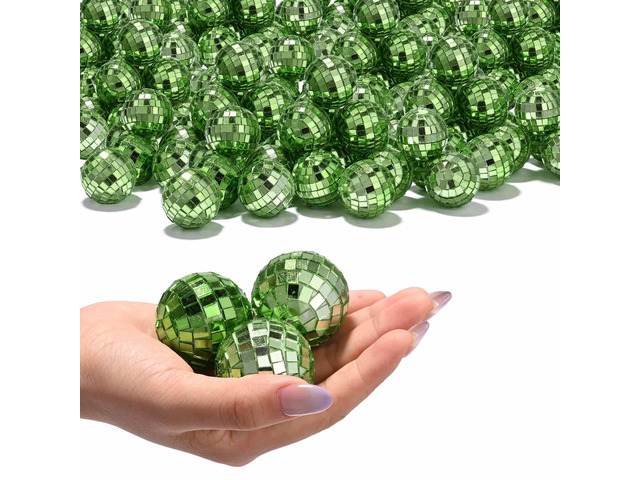 Yescom 120 Pcs Mini Disco Ball Set 1.6' Small Reflective Mirror for 70s Party Dance Décor Ornaments Bulk Green