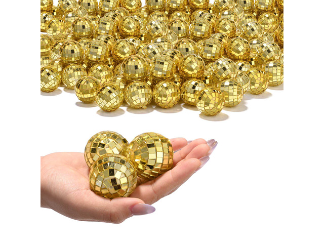 Yescom 120 Pcs Mini Disco Ball Set 1.6' Small Reflective Mirror for 70s Party Dance Décor Ornaments Bulk Gold