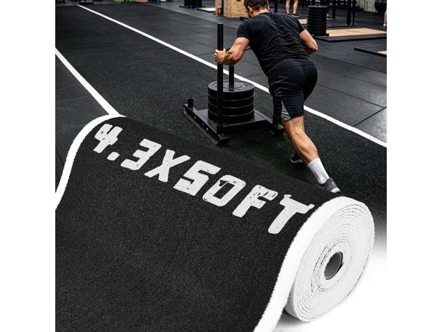 Yescom 4FTx50FT Black Commercial-Grade Sports Gym Turf Runway for Sled Track HIIT Functional Training, 0.6'H Elite 17-Yard Sprint Strip S & C Facility