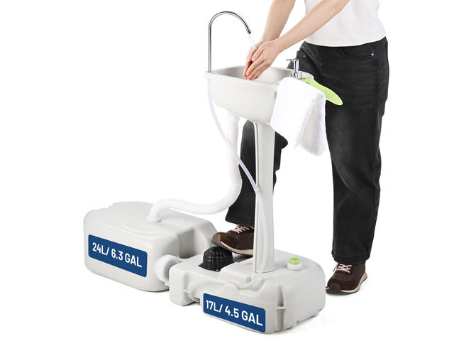 Yescom 17L Portable Sink Hand Wash Station with Pump 24L Water Tank Hand Washing Outdoor Camping