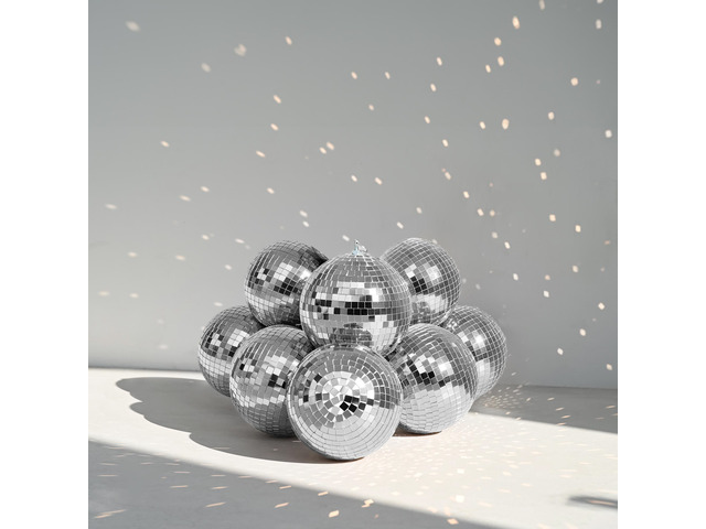 Yescom 8 Pcs 7 Inch Silver Disco Ball Hanging Mirror Balls Party Decoration