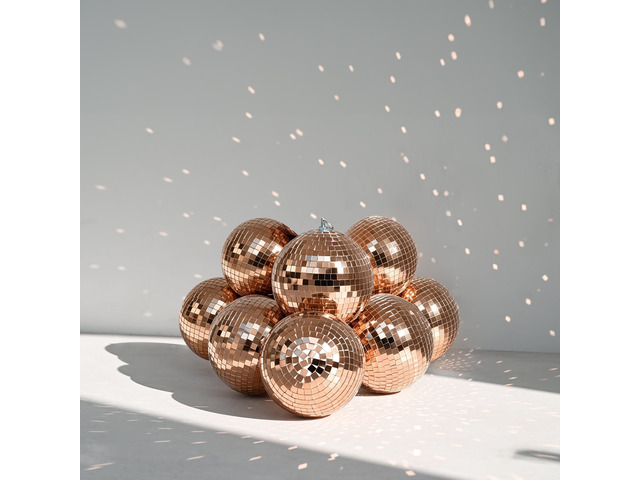 Yescom 8 Pcs 7 Inch Rose Gold Disco Ball Hanging Mirror Balls Glam Decor