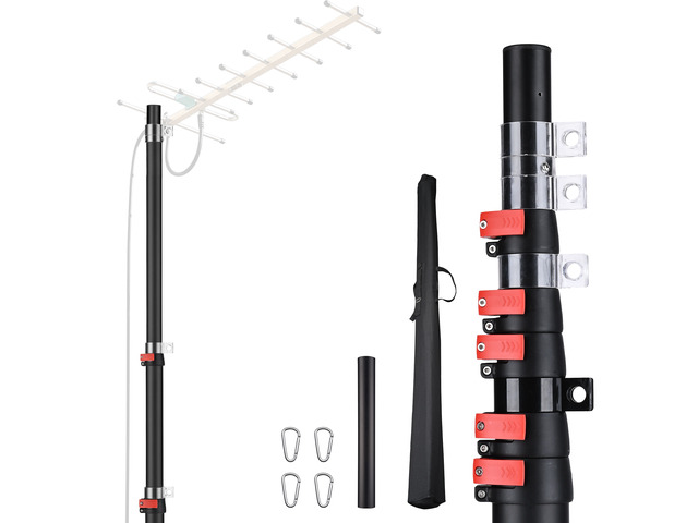 Yescom EZ GO 30ft Telescoping Antenna Mast Pole for Starlink Gen 3/Mini/V5, Cell Booster, Wi-Fi Ham Radio, Aluminum TV Antenna Mount with Bag, 1.5'...