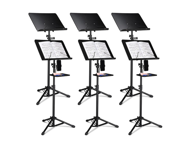Yescom 6 Packs Music Sheet Stand 37'-61' Tiltable Widened Stable Tripod Base Storage Tray Carrying Bag for Touring Band