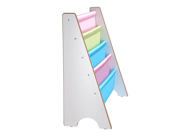 Wood Kids Book Shelf Sling Storage Rack Organizer Bookcase Display Holder White