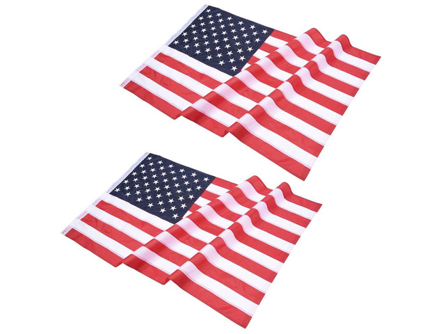 2 Pcs 3x5 FT American Flag Sewn Stars Stripes 210D Oxford UV Resistant with Grommets US