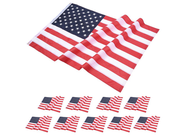 10 Pcs 3x5 FT American Flag Sewn Stripes 210D Oxford UV Resistant with Grommets US