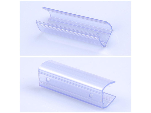 DELight 2' Plastic U Channel System 50PCS Clear PVC Universal LED Track Mounting Holder for 9/16' Neon Flex Strip Light