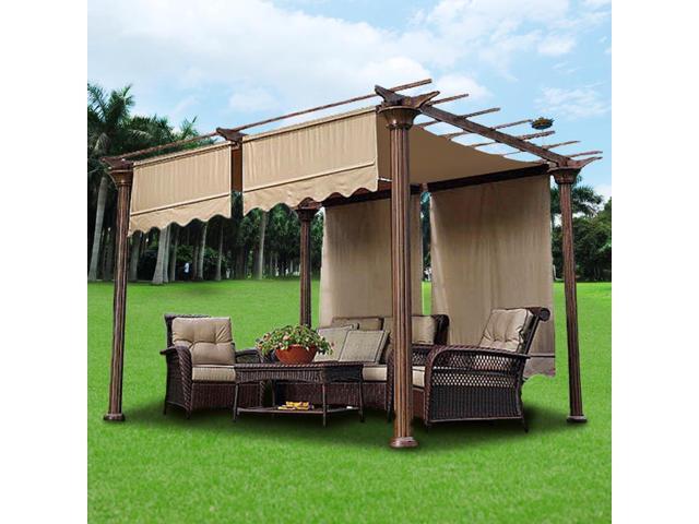 2 Pcs 15.5x4 Ft Canopy Cover Replacement with Valance for Pergola Structure