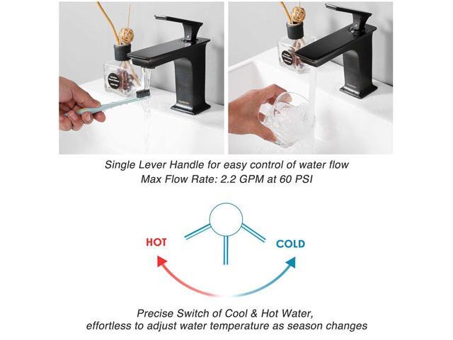 Aquaterior Contemporary 1 Hole Bathroom Square Faucet Undermount Sink Cold & Hot Water ORB DIY