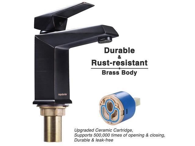 Aquaterior Contemporary 1 Hole Bathroom Square Faucet Vanity Sink Cold & Hot Water ORB DIY