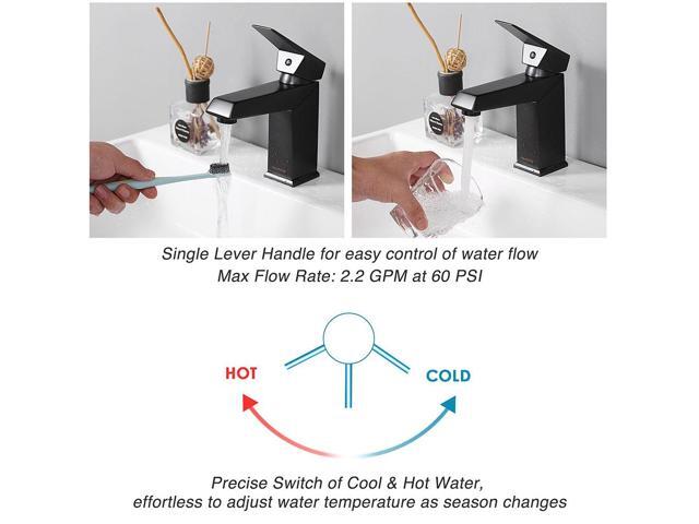 Aquaterior Contemporary 1 Hole Bathroom Square Faucet Vanity Sink Cold & Hot Water ORB DIY