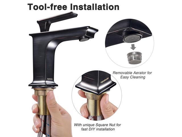 Aquaterior Contemporary 1 Hole Bathroom Square Faucet Undermount Sink Cold & Hot Water ORB DIY