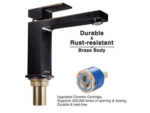 Aquaterior Modern 1 Hole Bathroom Square Faucet Vanity Sink 1 Handle Cold & Hot Water Tap ORB DIY