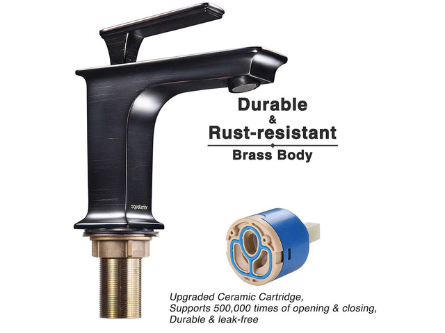 Aquaterior Contemporary 1 Hole Bathroom Square Faucet Undermount Sink Cold & Hot Water ORB DIY