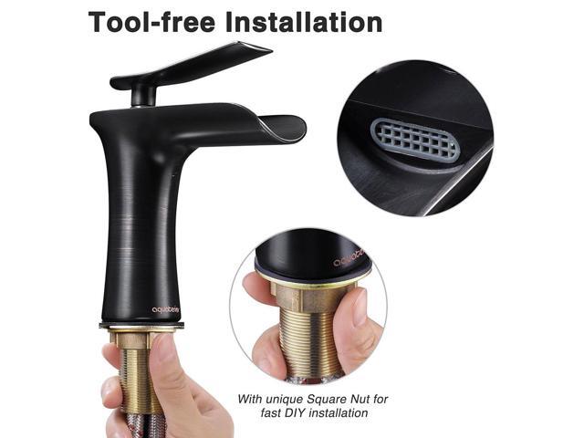Aquaterior Single Handle Bathroom Faucet Waterfall Spout Mixer Tap Basin Lavatory Faucet Oil Rubbed Bronze (CUPC NSF)