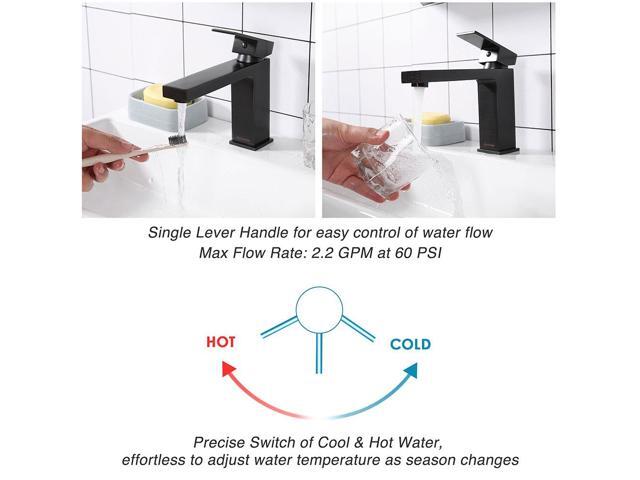 Aquaterior Modern 1 Hole Bathroom Square Faucet Vanity Sink 1 Handle Cold & Hot Water Tap ORB DIY