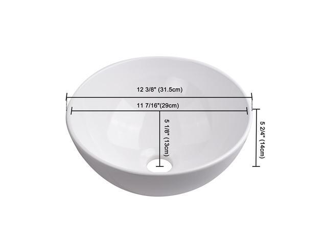 12' Vessel Sink Above Counter Washing Basin Bathroom Porcelain Sink with Drain Counter Top Basin