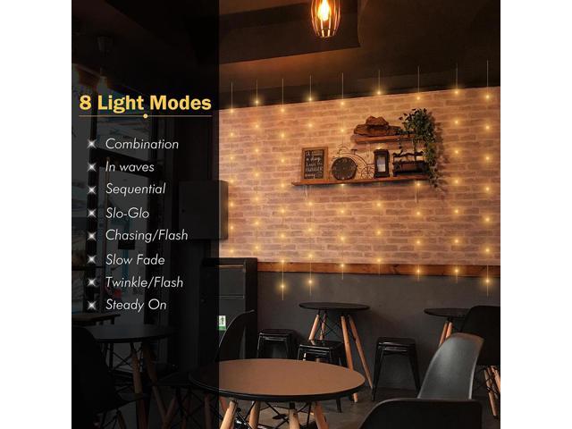 Yescom LED String Light 66' Battery Operated Starry Fair Rope Lamp 8 Modes Remote Christmas Wedding