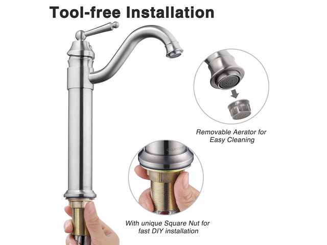 Bathroom Lavatory Vessel Sink Faucet Swivel Spout Brushed Nickel