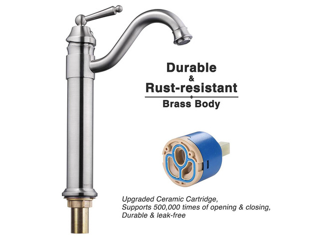 Bathroom Lavatory Vessel Sink Faucet Swivel Spout Brushed Nickel