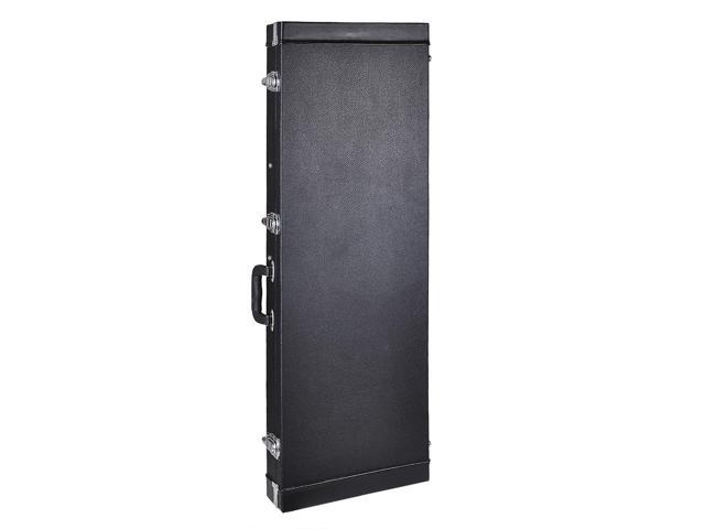 Universal Rectangular Electric Guitar Hard Case Wooden Hard Shell Carrying Case with Lock Latch Key Black