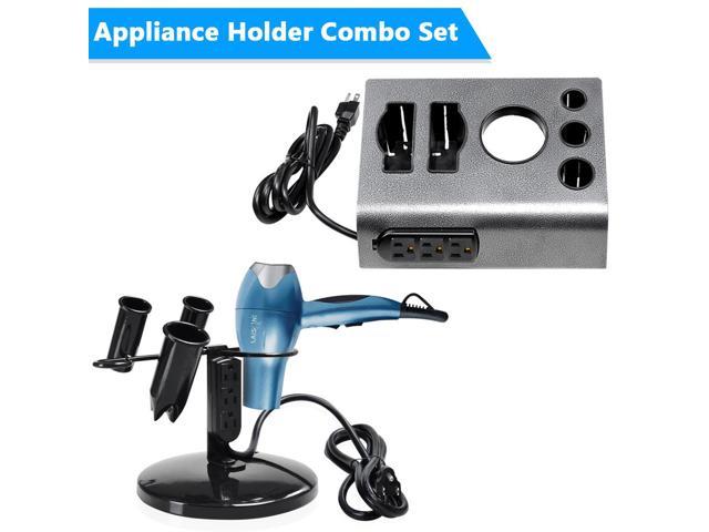 2Pcs Tabletop Salon Appliance Holders Hair Tool Stands Blow Dryer Hair Iron Holder w/ 3 Outlets photo