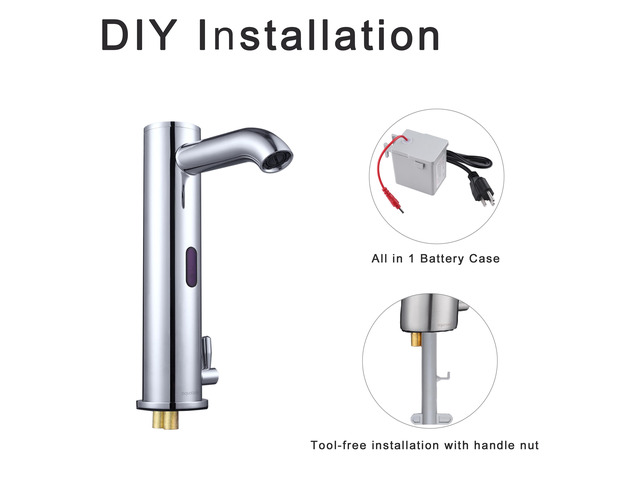 Aquaterior Automatic Sensor Bathroom Faucet 1 Hole Touchless Above Counter Sink Mixer Tap