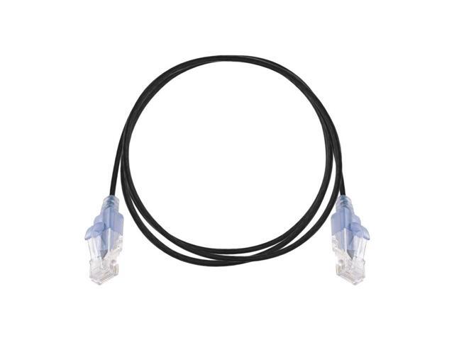 Monoprice SlimRun Cat6A Ethernet Patch Cable - Network Internet Cord - RJ45, 550Mhz, UTP, Pure Bare Copper Wire, 10G, 30AWG, 5ft, Black, 5-Pack