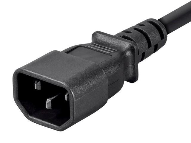 Monoprice Extension Cord - 25 Feet - Black, IEC 60320 C14 to IEC 60320 C13, 18AWG, 10A, 3-Prong, SVT, For Powering Computers, Monitors, Peripherals
