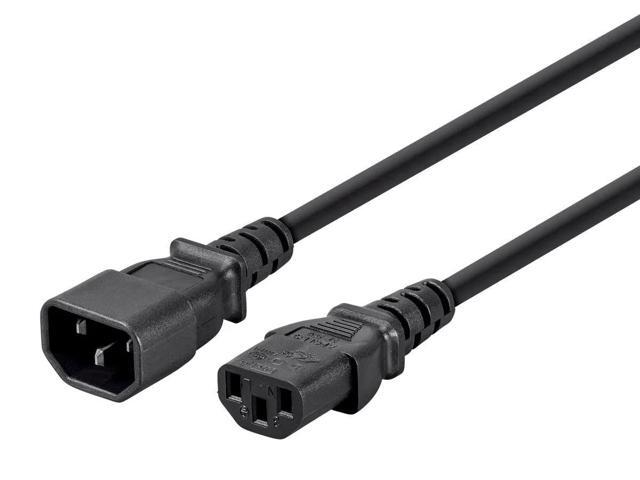 Monoprice Extension Cord - 25 Feet - Black, IEC 60320 C14 to IEC 60320 C13, 18AWG, 10A, 3-Prong, SVT, For Powering Computers, Monitors, Peripherals