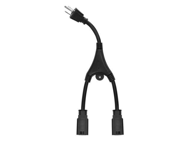 Monoprice Heavy Duty Extension Cord - 1 Feet - Black NEMA 5-15P to 2x NEMA 5-15R, 18AWG, 10A, SVT, 120V
