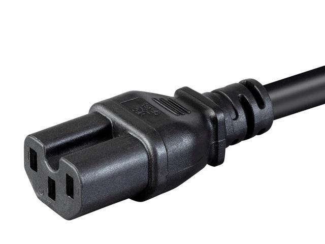 Monoprice Heavy Duty Power Cable - 3 Feet - Black IEC 60320 C14 to IEC 60320 C15, 14AWG, 15A, SJT, 100-250V