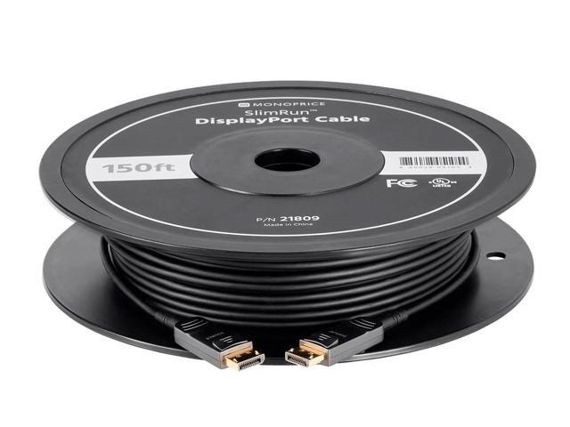 Monoprice DisplayPort Cable - 20 feet 32.4Gbps, 8K@30Hz, 5K@60Hz, 4K@120Hz, Fiber Optic, AOC - SlimRun AV Series