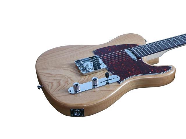 Monoprice Retro DLX Plus Solid Ash Electric Guitar - Natural, With Gig Bag, Ash Body, Maple Neck, Professionally Set-up in the US - Indio Series