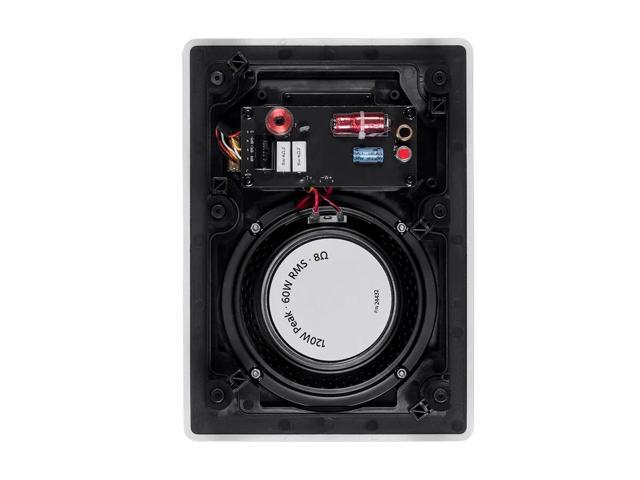 Monoprice 2-Way Carbon Fiber In-Wall Speakers - 6.5 Inch (Pair) With Magnetic Grille And Ribbon Tweeter - Amber Series