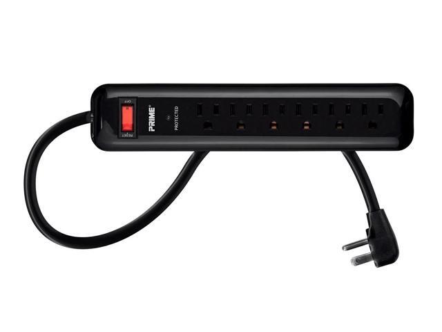 Monoprice Power & Surge - 6 Outlet Surge Protector Power Strip with Low-Profile Plug - 4 Feet Cord - Black 1000 Joules, 15A / 125V / 1875W