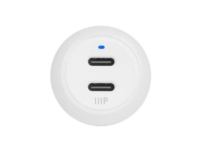 Monoprice USB-C Car Charger, 45W 2-port PD Black, Power Delivery for MacBook Pro/Air, iPad Pro, iPhone 12/11/ Pro/Max/XR/XS/X, Pixel, Galaxy, and More