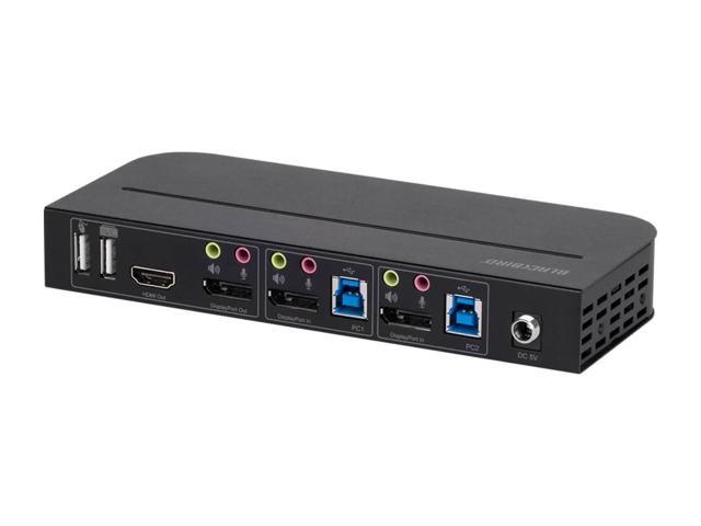 Monoprice Blackbird 4K Displayport 1.4 USB 3.0 2x1 KVM Switch, 4K@60Hz, HDR, YCbCr 4:4:4, HDCP 2.2, Share 2 Computers with 1 Keyboard Mouse Monitor...