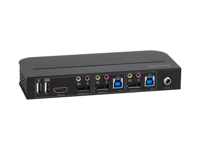 Monoprice Blackbird 4K Displayport 1.4 USB 3.0 2x1 KVM Switch, 4K@60Hz, HDR, YCbCr 4:4:4, HDCP 2.2, Share 2 Computers with 1 Keyboard Mouse Monitor...